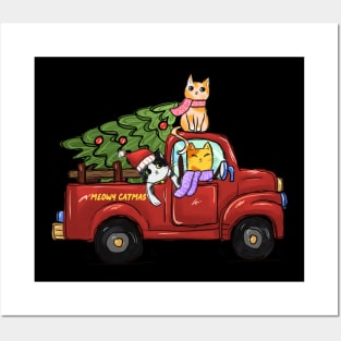 Cat Christmas Tree Gifts Posters and Art